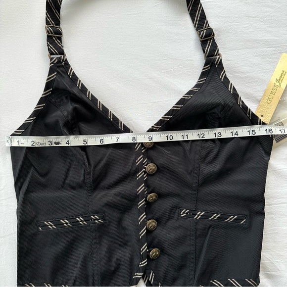 Vintage NWT Guess Vest Y2k Black Vest Halter Button Down L - Picture 8 of 13